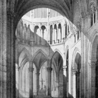 Église Saint-Eusèbe d'Auxerre - Interior, drawing of the nave with view of the chevet