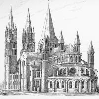 Église Saint-Étienne de Caen - Exterior, perspective drawing of east end