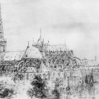Cathédrale Notre-Dame de Cambrai - Drawing of south elevation, 17th century, by A. Van de Meulen