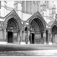 Cathédrale Notre-Dame de Chartres - Perspective drawing of north transept portals