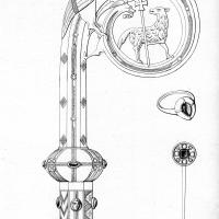 Abbaye Notre-Dame de Clairvaux - Drawing, cooper, enameled staff, pin and ring