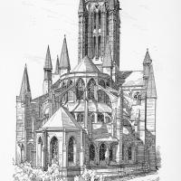 Cathédrale Notre-Dame de Coutances - Drawing of chevet exterior