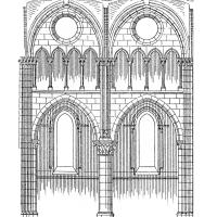 Église de la Nativité de la Sainte-Vierge de Jouy-le-Moutier - Drawing, longitudinal elevation