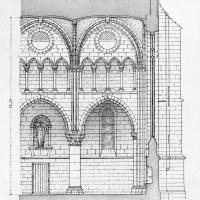 Église de la Nativité de la Sainte-Vierge de Jouy-le-Moutier - Drawing, longitudinal section of nave