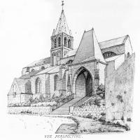 Église de la Nativité de la Sainte-Vierge de Jouy-le-Moutier - Perspective drawing of the north side