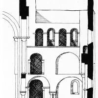 Abbaye de Jumièges - Reconstruction of the west wall of the north transept