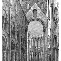 Abbaye de Jumièges - Drawing of nave, looking east, before the destruction of the choir