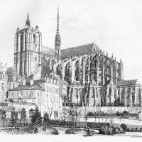 Cathédrale Saint-Julien du Mans - Perspective drawing of chevet