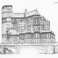 Cathédrale Saint-Julien du Mans - Perspective drawing of chevet