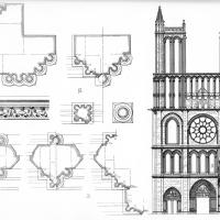 Collégiale Notre-Dame de Mantes-la-Jolie - Pier sections and western frontispiece elevation