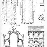 Collégiale Notre-Dame de Mantes-la-Jolie - Floorplans, pier details, transverse section, south nave elevation