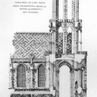 Collégiale Notre-Dame de Mantes-la-Jolie - Longitudinal section of tower, narthex and north nave aisle