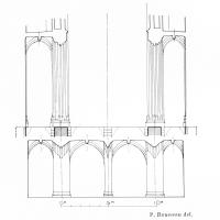 Abbaye du Mont-Saint-Michel - Transverse section of the crypt under the large piers of the Gothic choir