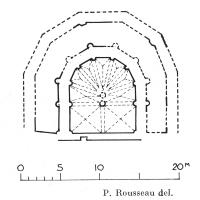 Abbaye du Mont-Saint-Michel - Base of the Roman choir, reconstruction of the vault of the middle vessel