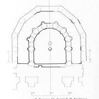 Abbaye du Mont-Saint-Michel - Plan of the base of the Roman choir on the ground level of the Gothic choir