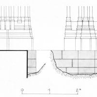 Abbaye du Mont-Saint-Michel - Roman base of the second pier of the northern choir, elevation and section after Y.-M. Froidevaux