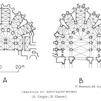 Abbaye du Mont-Saint-Michel - Abbey floorplans (a. crypt  b. choir)