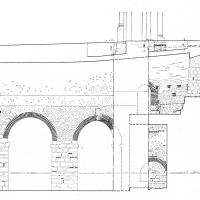 Abbaye du Mont-Saint-Michel - Notre-Dame-Sous-Terre before restoration. Longitudinal section of the southern nave near the middle