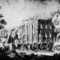 Abbaye de Cherlieu - Drawing, ruins of abbey in 19th century