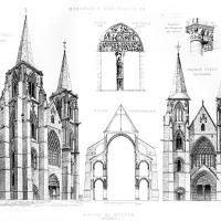 Église Notre-Dame - Drawings of church, west elevation and sections
