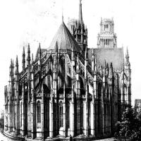 Cathédrale Sainte-Croix d'Orléans - Drawing, exterior, chevet (1848)