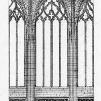 Cathédrale Sainte-Croix d'Orléans - Drawing, longitudinal section of nave interior
