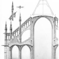 Cathédrale Sainte-Croix d'Orléans - Drawing, transverse section of nave and aisles