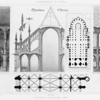 Cathédrale Sainte-Croix d'Orléans - Drawing, details of floorplans, sections and elevations