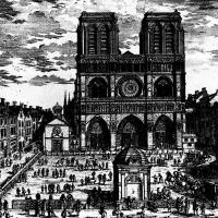 Cathédrale Notre-Dame de Paris - Drawing, distant view of western frontispiece