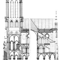 Cathédrale Notre-Dame de Paris - Drawing, transverse section of tower and nave