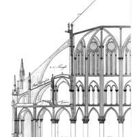 Cathédrale Notre-Dame de Paris - Drawing, longitudinal section of chevet