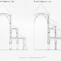 Cathédrale Notre-Dame de Paris - Drawing, reconstructed original transverse sections of the nave and choir