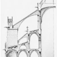 Cathédrale Notre-Dame de Paris - Drawing, transverse section of nave, aisles and buttressing