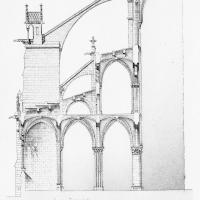 Cathédrale Notre-Dame de Paris - Drawing, transverse section and corresponding floorplan detail