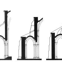 Église Saint-Martin-des-Champs - Comparitive buttressing systems from (a) Paris, St-Martin-des-Champs, choir (b) Avallon, St-Lazare, nave (c) Pontigny, nave