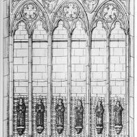 Église Saint-Louis de Poissy - Drawing of south arm of the transept with statues of the six children of Saint Louis, drawing by Gaignières