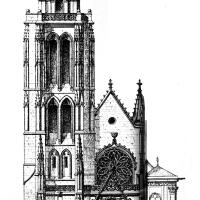 Cathédrale Saint-Maclou de Pontoise - Western frontispiece elevation, by P. Chabat, published in Monographie de Saint-Maclou de Pontoise