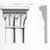 Collégiale Saint-Aignan de Saint-Aignan - Drawing, capital and profile of crypt column