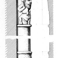 Collégiale Saint-Aignan de Saint-Aignan - Drawing, capital, base and profile from bell tower