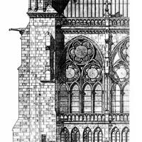 Basilique de Saint-Denis - Drawing, exterior, north transept, section