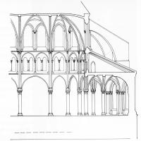 Basilique de Saint-Denis - Drawing, longitudinal section of chevet