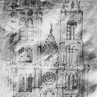 Basilique de Saint-Denis - Drawing, exterior, western frontispiece, early 17th century