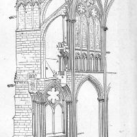 Basilique de Saint-Denis - Drawing, section of nave, aisle and buttress