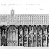 Cathédrale Saint-Étienne de Toul - Drawing, longitudinal section, with south interior elevation