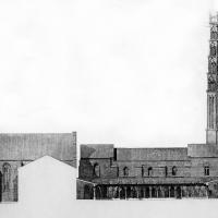 Église des Jacobins - Drawing, transverse section and church and cloister