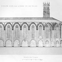 Église des Jacobins - Drawing, longitudinal section of the church