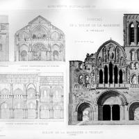 Église Sainte-Marie-Madeleine de Vézelay - Sections and western frontispiece elevation