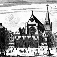 Église Saint-Germain-l’Auxerrois de Paris - Drawing, western frontispiece and city view