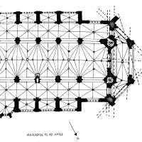Église Notre-Dame d'Alençon - Floorplan made in the 19th century showing the irregularities of the facade and the porch