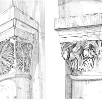 Église Notre-Dame de Bernay - Drawing, detail choir capitals